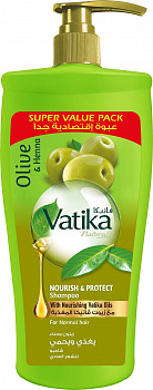 Dabur Vatika Шампунь Питание и защита Олива и хна для нормальных волос Дабур / Nourish And Protect / 600 мл