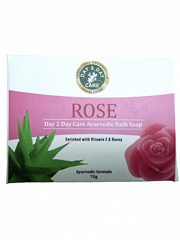 Day 2 Day ROSE Care Ayurvedic bath Soap Аюрведическое 100% растительное мыло РОЗА, Дэй Ту Дэй Кэр) 75 г